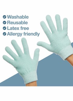 Moisturizing Gloves with Gel Lining Dry Hands Treatment Hydrating Cracked Hand Healing Gloves foe Repair Rough Chapped Skin Overnight SPA Eczema Dry Hands Hand Care, 1 Pair (Fuzzy Mint Green)