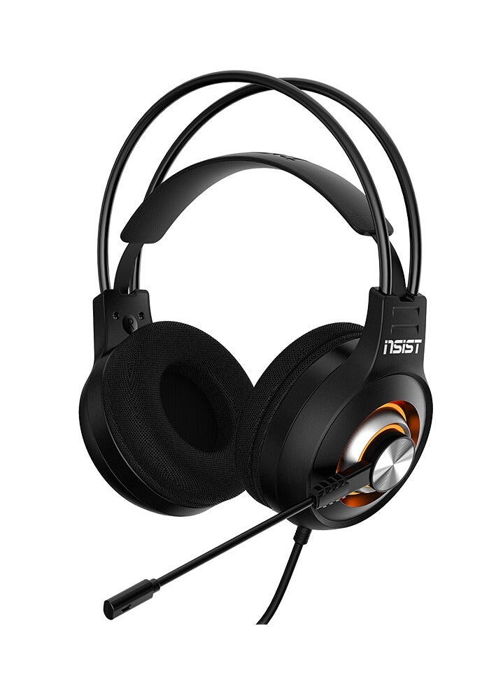 iNSIST G04 High-End Gaming Headset – Stereo Sound – 120 degree swivel noise Reduction Mic. - Cool RGB Light - 3.5mm + USB for Light - Body Controller - 50mm Speaker Unit - Premium Comfort 3D Ear Pads - For PC ,Xbox, PS 4/5, Switch, Mobile | Black - Image 1