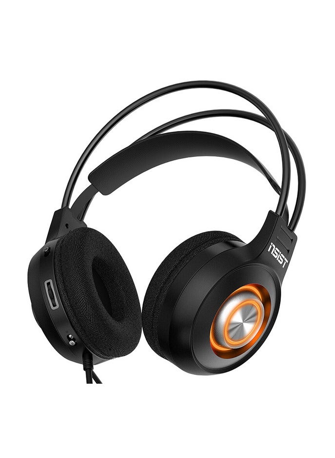iNSIST G04 High-End Gaming Headset – Stereo Sound – 120 degree swivel noise Reduction Mic. - Cool RGB Light - 3.5mm + USB for Light - Body Controller - 50mm Speaker Unit - Premium Comfort 3D Ear Pads - For PC ,Xbox, PS 4/5, Switch, Mobile | Black - Image 2