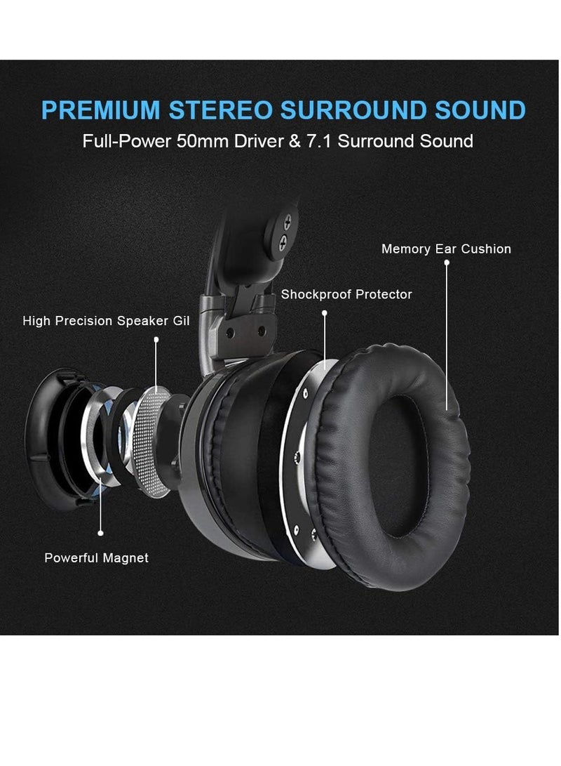 iNSIST G04 High-End Gaming Headset – Stereo Sound – 120 degree swivel noise Reduction Mic. - Cool RGB Light - 3.5mm + USB for Light - Body Controller - 50mm Speaker Unit - Premium Comfort 3D Ear Pads - For PC ,Xbox, PS 4/5, Switch, Mobile | Black - Image 5