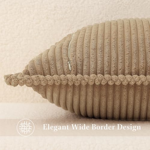 Mecatny Corduroy Summer Throw Pillow Covers 20x20 Set of 2, Neutral Decorative Soft Boho Couch Pillow Covers with Broadside for Sofa Living Room, Khaki - Image 5