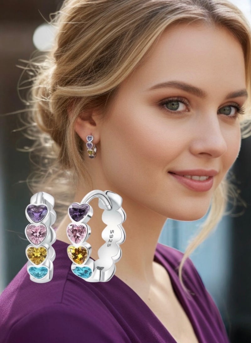 Elegance Elegant 925 Silver Earrings For Women Inlaid With Colored Stones - Image 1