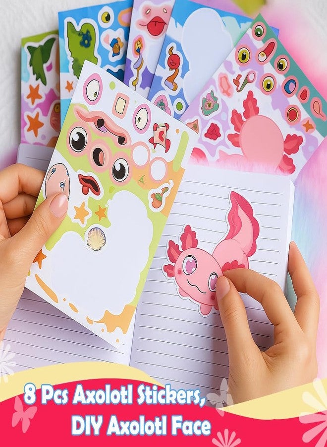 Kipwake Axolotl Diary Kit with lock,Axolotl Gifts,Set for Girls,Secret Diary Journal Notebook,Plush Carrier Bag,Multicolored Pen,Cute Keychains,Stickers,Idea Birthday Gift For Girls 5 6 7 8 9 10-12 Years Old - Image 5