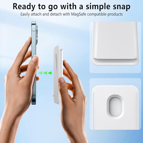Meliya Magnetic Wallet Card Holder (MagFit) Designed for MagSafe for iPhone 16 Plus Pro Max, iPhone 15, iPhone 14, iPhone 13, iPhone 12 Models, Unisex Adult Leather Magnetic Card Wallet Holder (White) - Image 5