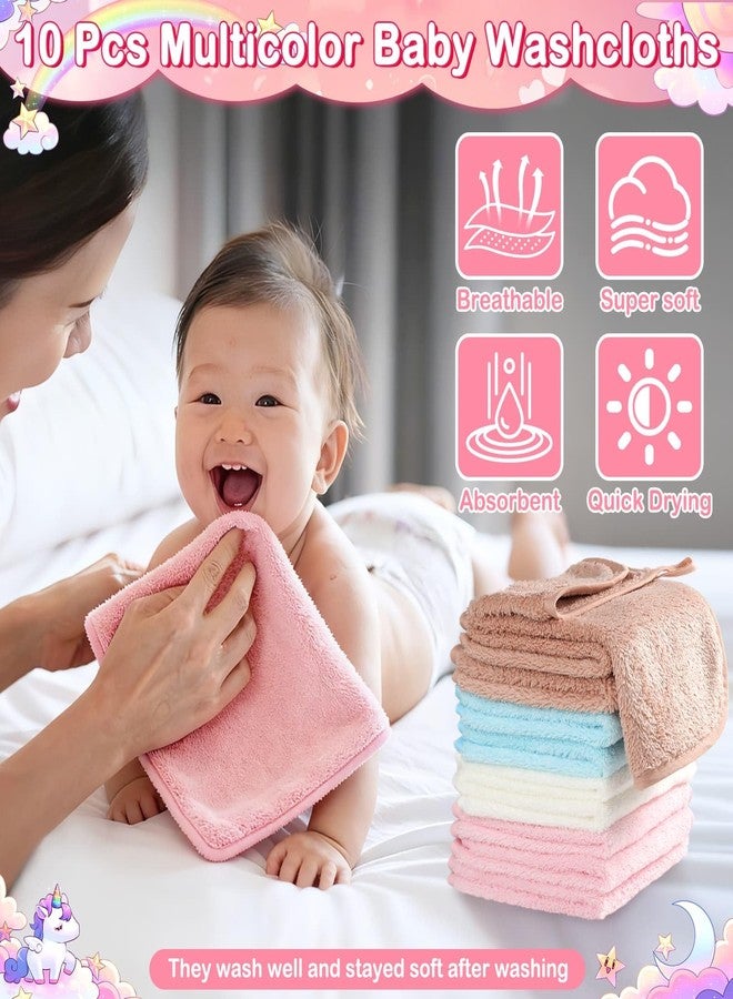 Flasoo 14 Pcs Baby Towel Set, Soft Baby Bath Towels and Washcloths Set, 4 Pcs 32x32 in Cute Animal Hooded Baby Towel and 10 Pcs Baby Washcloths for Infants, Toddlers and Kids - Image 5