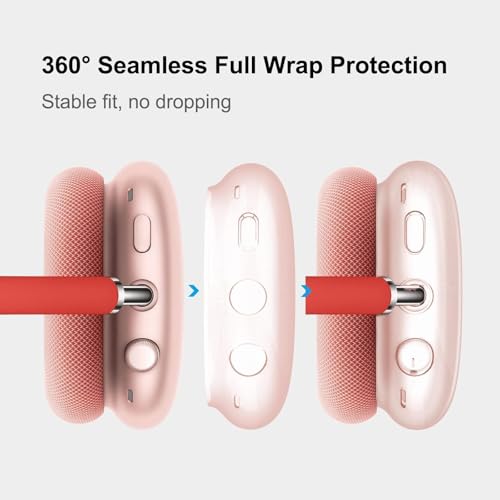 MOLOPPO Transparent Pink Case for AirPods Max (2020/2024), Soft TPU Protective Cover, Anti-Scratch Colored Skin Accessories, Slim Fit Design - Image 3