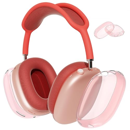 MOLOPPO Transparent Pink Case for AirPods Max (2020/2024), Soft TPU Protective Cover, Anti-Scratch Colored Skin Accessories, Slim Fit Design - Image 1