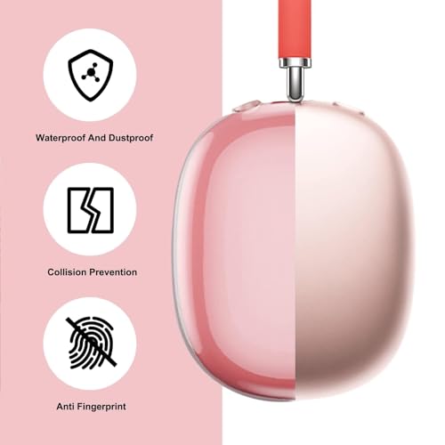 MOLOPPO Transparent Pink Case for AirPods Max (2020/2024), Soft TPU Protective Cover, Anti-Scratch Colored Skin Accessories, Slim Fit Design - Image 2
