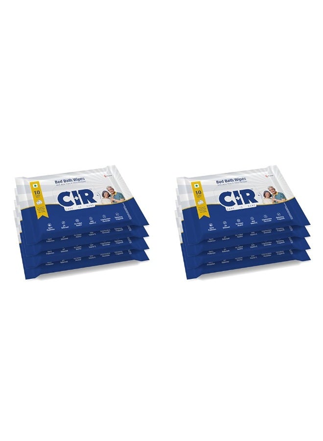 CIR Soft Body Cleansing Wet Bed Bath Wipes for Adults | Body Sponging | Extra Large, 10 Wipes/Pack (Pack of 8), 40 Wipes - Image 1