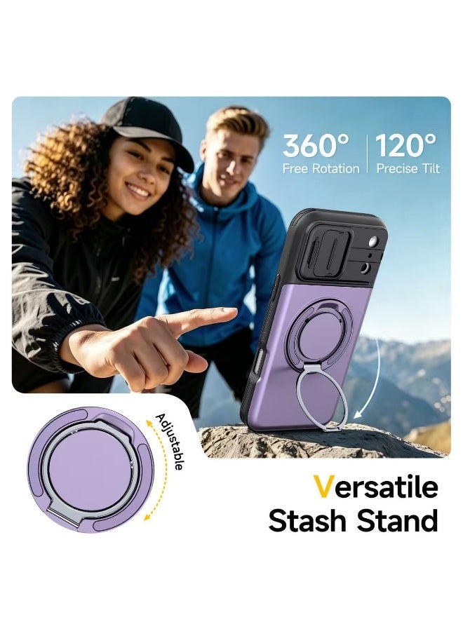iPhone 17 Pro Max Shockproof Case with Sliding Camera Cover, Magnetic 360° Rotating Ring Holder, Hidden Card Slot, Soft Touch Design & Full Corner Protection - Image 5