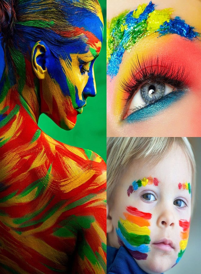 UCANBE Face Paint Kit + 10pcs Paint Brush Water Activated Body Paint SFX Makeup Palette for Cosplay Halloween Black White Face Painting Kits for Adults Matte Neon Special Effects Makeup Kit - Image 2