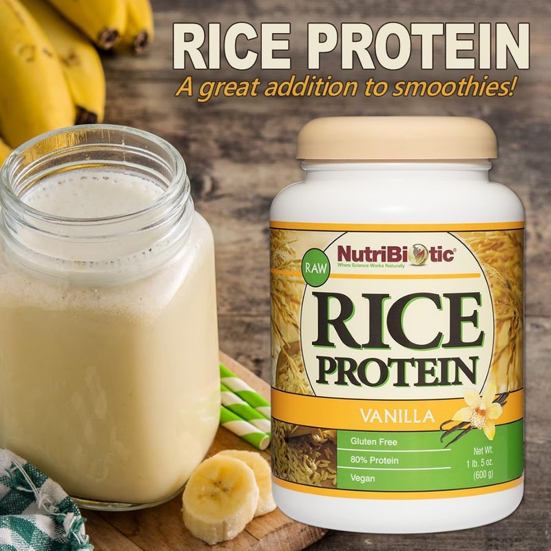 NutriBiotic, Raw Rice Protein, Vanilla, 1 lb 5 oz (600 g) - Image 4