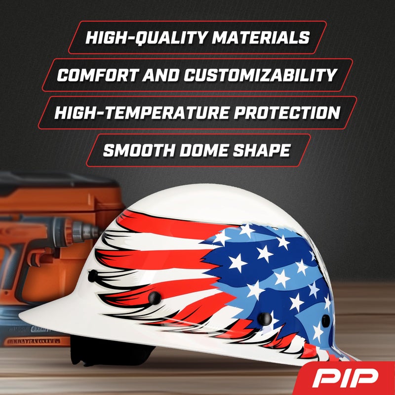 PIP Dynamic WolfJaw Fiberglass Full Brim Hard Hat with Wheel Ratchet, 8 Point Suspension, ANSI/ISEA Z89.1 Type 1 Certified, Glass G Electrical Rating, White (280-HP1481EAG-01) - Image 2