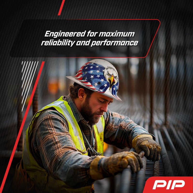 PIP Dynamic WolfJaw Fiberglass Full Brim Hard Hat with Wheel Ratchet, 8 Point Suspension, ANSI/ISEA Z89.1 Type 1 Certified, Glass G Electrical Rating, White (280-HP1481EAG-01) - Image 5
