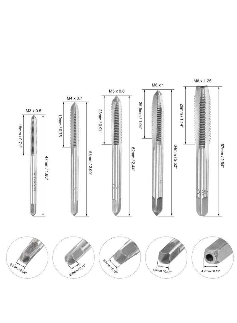 Y&D M3 M4 M5 M6 M8 Hand Threading Tap Set High Speed Steel Straight Flutes Metric Thread Screw Taps Uncoated 5pcs  - Image 2