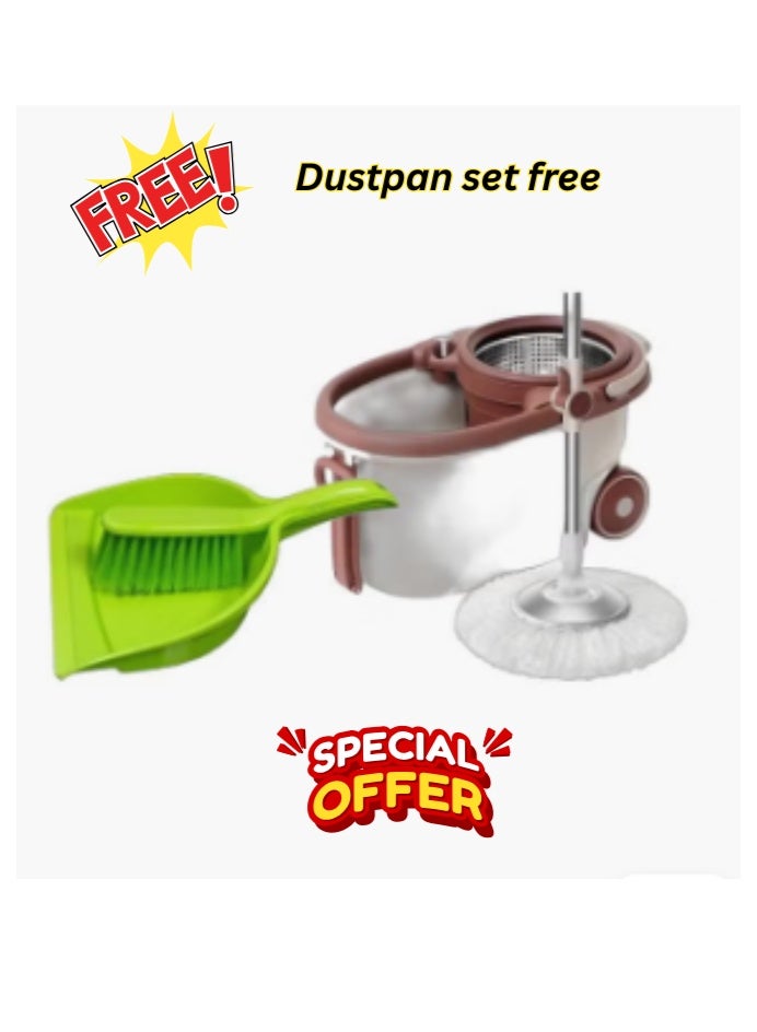 مجموعة ممسحة ودلو دوارة 360 درجة، سهلة الاستخدام، تلبي احتياجات كل منزل ومكتب وما إلى ذلك. جودة ممتازة. مع مجموعة مجرفة وفرشاة محمولة مجانية - Image 4