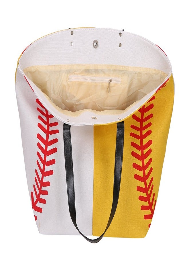 E-FirstFeeling Large Baseball Softball Tote Bag Sports Prints Utility Tote Handbag Travel Bag (Half baseball&softball) - Image 4