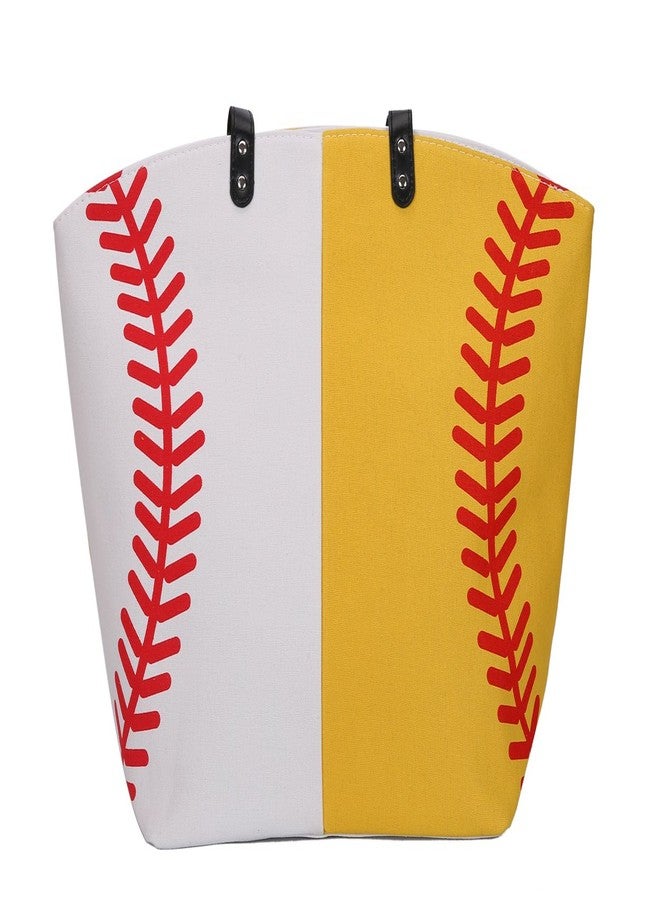 E-FirstFeeling Large Baseball Softball Tote Bag Sports Prints Utility Tote Handbag Travel Bag (Half baseball&softball) - Image 3