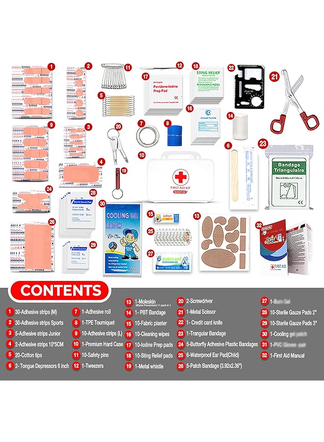 GOODONE2 200 Piece First Aid Kit Clean Treat Protect Minor Cuts Scrapes. Home Office Car School Business Travel Emergency Kit Survival Hunting Outdoor Camping & Sports (200 Pcs) - Image 2