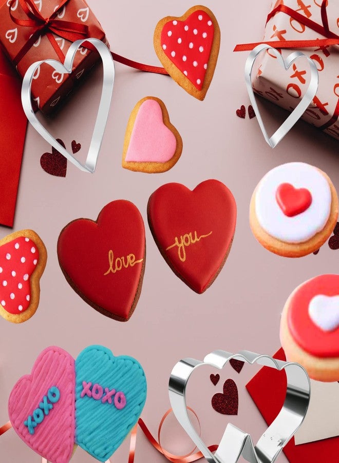 KAISHANE Valentine's Day Cookie Cutter Set - 7 Piece Stainless Steel Cookie Cutters Mold, Lips, Heart with Arrow, Double Heart, X and O for Couple Party Dating - Image 3