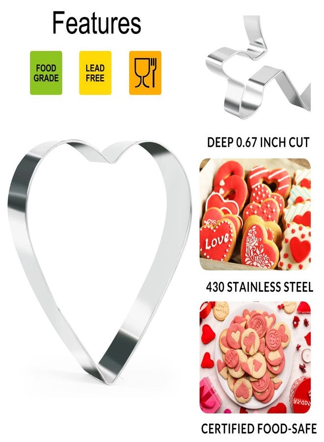KAISHANE Valentine's Day Cookie Cutter Set - 7 Piece Stainless Steel Cookie Cutters Mold, Lips, Heart with Arrow, Double Heart, X and O for Couple Party Dating - Image 2