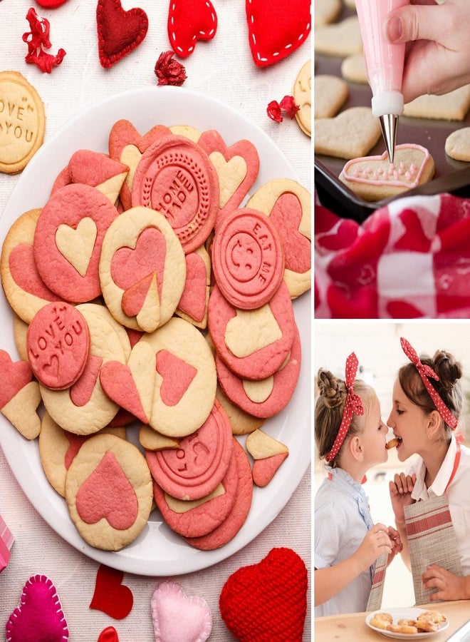 KAISHANE Valentine's Day Cookie Cutter Set - 7 Piece Stainless Steel Cookie Cutters Mold, Lips, Heart with Arrow, Double Heart, X and O for Couple Party Dating - Image 4