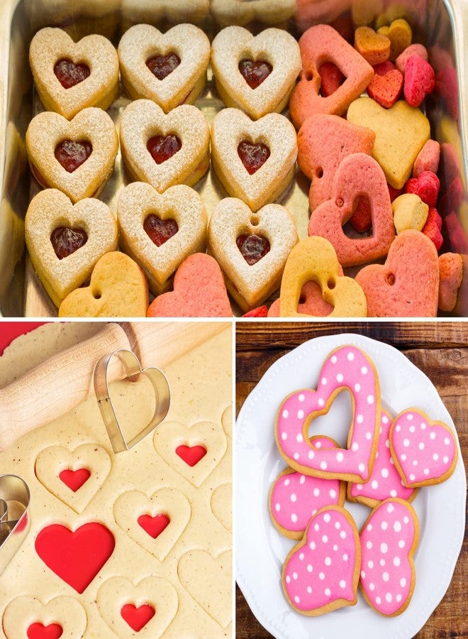 KAISHANE Valentine's Day Cookie Cutter Set - 7 Piece Stainless Steel Cookie Cutters Mold, Lips, Heart with Arrow, Double Heart, X and O for Couple Party Dating - Image 5