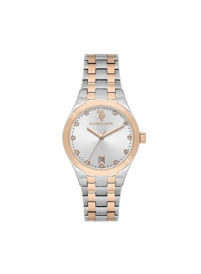U.S. Polo Assn. Stile Silver Dial Stainless Steel Bracelet Analog Watch for Women, 33mm