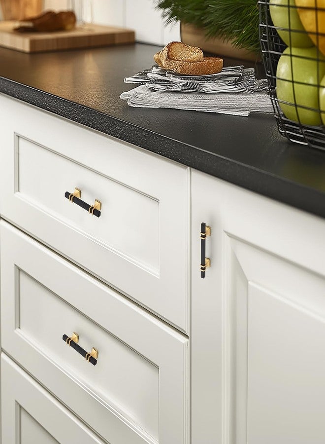 HOME EDIT 10 Pack 3 inch Black & Gold Cabinet Handles Square Zinc-Alloy Pulls for Kitchen Dresser Closet and Bathroom Cabinets Hardware - Image 5