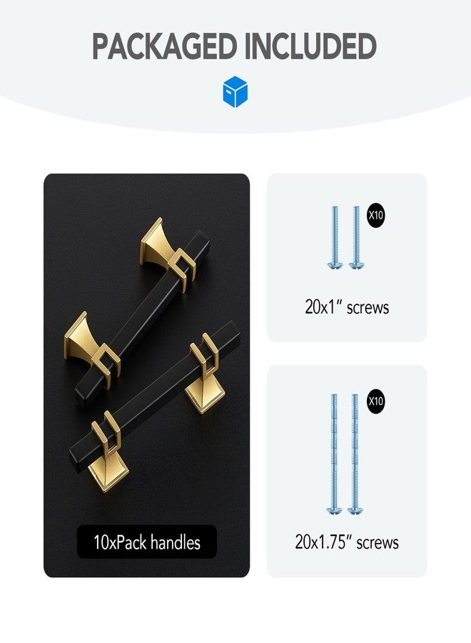 HOME EDIT 10 Pack 3 inch Black & Gold Cabinet Handles Square Zinc-Alloy Pulls for Kitchen Dresser Closet and Bathroom Cabinets Hardware - Image 4