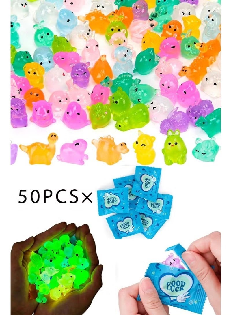 50 Resin Mini Blind Bag Dolls, various Cute 3D Cartoon animal toys, Luminous, Glowing Small animal Surprise Blind Boxes - Image 1
