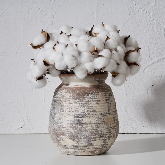 CERAMIC RUSTIC VASE WHITEWASHED TERRA COTTA VASE DISTRESSED FARMHOUSE DCOR POTTERY DECORATIVE FLOWER FOR HOME DECOR TABLE LIVING ROOM DECOR SHELF MANTEL 73 INCH TERRA