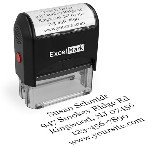 ExcelMark Custom Stamp – Clear & Crisp Impressions – Personalized Self-Inking Rubber Stamp – Use for Address Stamp and More (Large) - Image 1