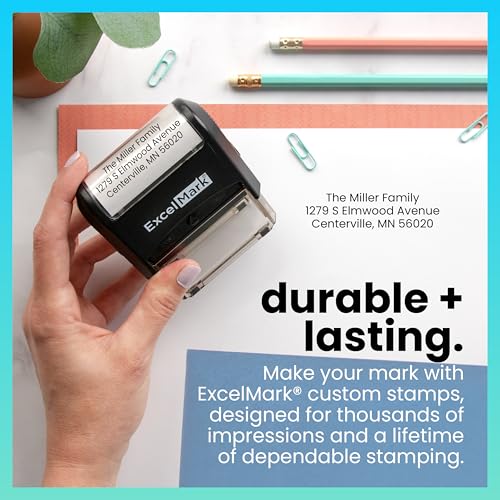 ExcelMark Custom Stamp – Clear & Crisp Impressions – Personalized Self-Inking Rubber Stamp – Use for Address Stamp and More (Large) - Image 4