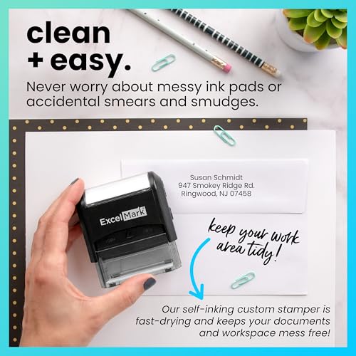 ExcelMark Custom Stamp – Clear & Crisp Impressions – Personalized Self-Inking Rubber Stamp – Use for Address Stamp and More (Large) - Image 3