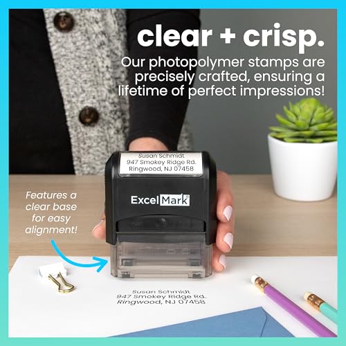 ExcelMark Custom Stamp – Clear & Crisp Impressions – Personalized Self-Inking Rubber Stamp – Use for Address Stamp and More (Large) - Image 2