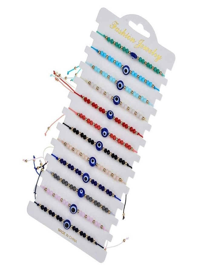 QINGYA 12 Pcs Colorful Evil Eye Beaded Bracelets Hamsa Handmade Braided String Turkish Nazar Amulet Cord Thread Bracelet Anklet Good Luck Blue Lucky Eye Mal De Ojo Jewelry for Protection-Deep Blue - Image 1