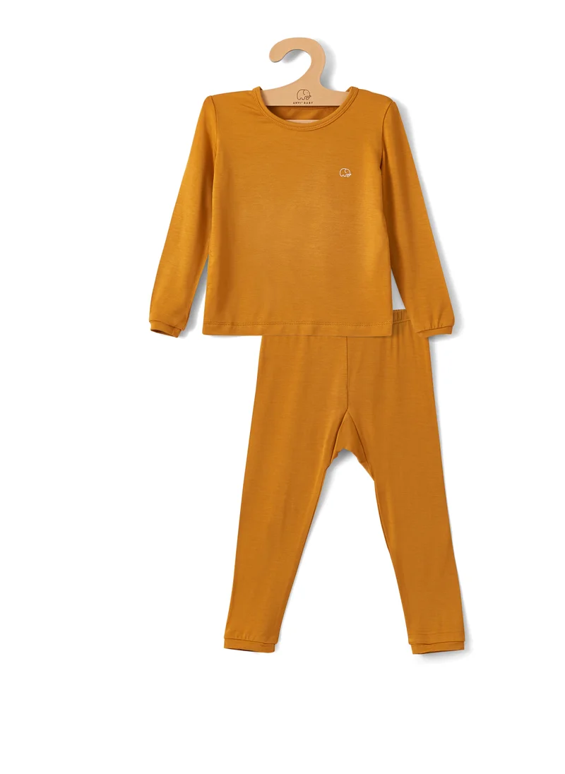 Anvi Baby Bamboo Spandex Pajama 18 to 24M Mustard