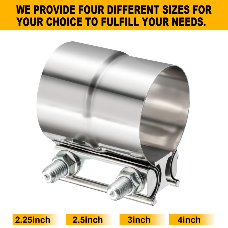 TIROL 2.5 Exhaust Clamp Exhaust Clamp Stainless Steel for Joining 2.5"" OD to 2.5"" ID Exhaust Pipe, Muffler Pipe 2Pcs - Image 5