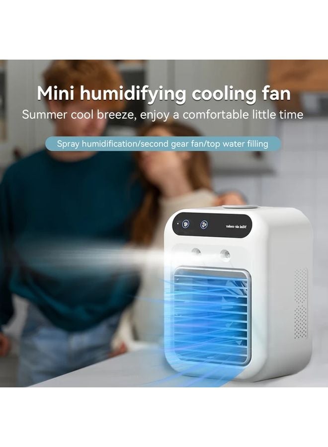 مروحة هواء مكتبية محمولة بيضاء تعمل بالUSB مع رذاذ تبريد شخصي للمكتب والسكن الجامعي - Image 3