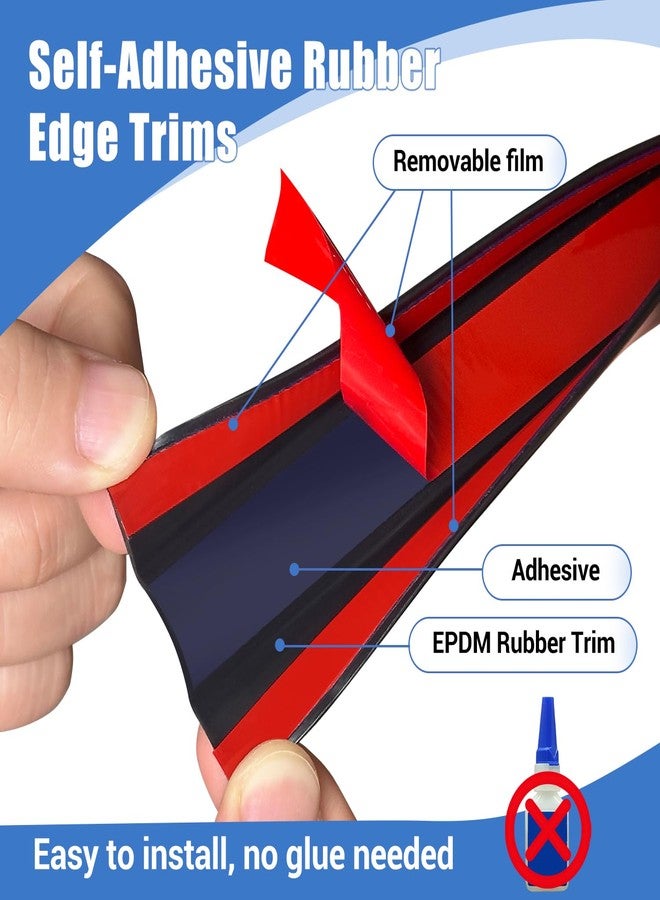 Protalwell Rubber Edge Trim, Self-Adhesive U Channel Edge Protector for Plywood, Cabinet, 3/8" Wood Edge Banding, Flexible Furniture Repair, EPDM Material, Fit 3/8"(9.5mm), Length 20Ft, Black Color - Image 3