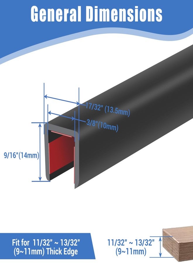 Protalwell Rubber Edge Trim, Self-Adhesive U Channel Edge Protector for Plywood, Cabinet, 3/8" Wood Edge Banding, Flexible Furniture Repair, EPDM Material, Fit 3/8"(9.5mm), Length 20Ft, Black Color - Image 2