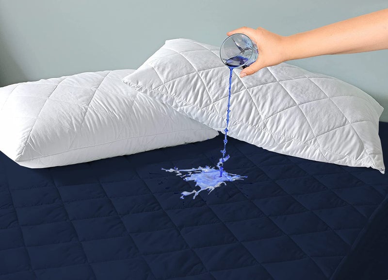 CHICERY Cotton Elastic Strap Quilted Mattress Protector Queen Size Water Resistant Breathable Soft and Cool Quilted Bed Cover Elastic Straps on CornersBlueQueen Size 60x78inch - Image 3