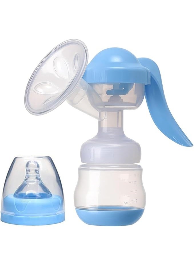 Cute 'n' Cuddle Manual Breast Pump Silicone Breastfeeding Milk Pump, Portable Hand Breast Pump Milk Catcher with Feeding Bottle & Nipple Cover, Baby Feeding Accessories - Image 1