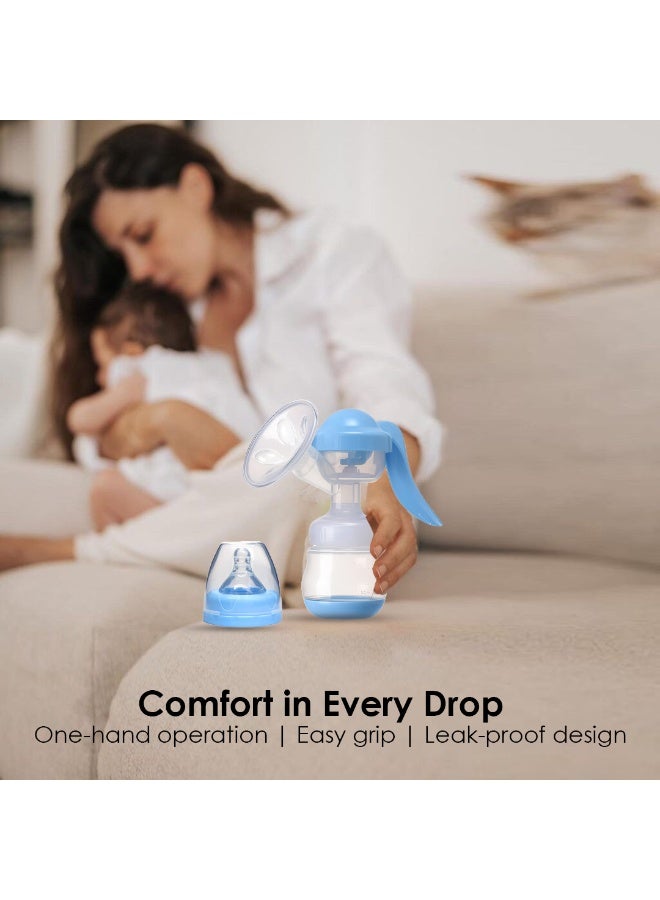 Cute 'n' Cuddle Manual Breast Pump Silicone Breastfeeding Milk Pump, Portable Hand Breast Pump Milk Catcher with Feeding Bottle & Nipple Cover, Baby Feeding Accessories - Image 3
