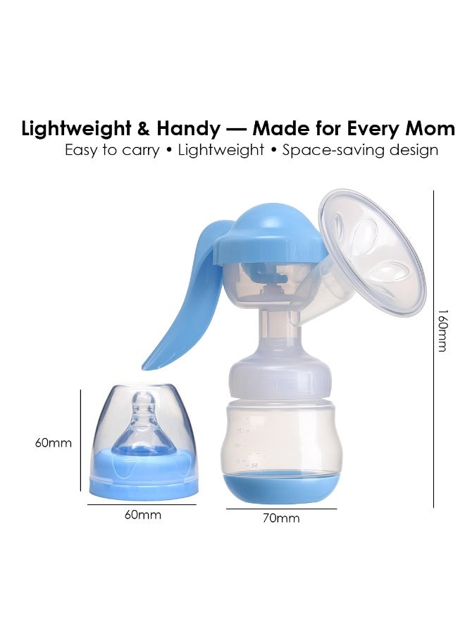 Cute 'n' Cuddle Manual Breast Pump Silicone Breastfeeding Milk Pump, Portable Hand Breast Pump Milk Catcher with Feeding Bottle & Nipple Cover, Baby Feeding Accessories - Image 2