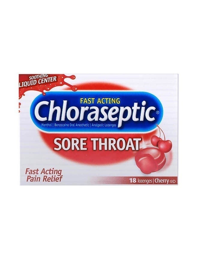 Chloraseptic Sore Throat Lozenges, Cherry, 18 Pcs
