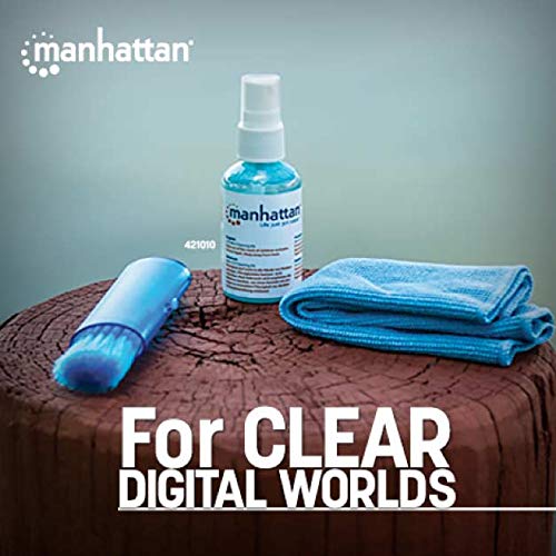 Manhattan طقم تنظيف الشاشة ولوحة المفاتيح من مانهاتن – 2 أونصة - رذاذ تنظيف خالي من الكحول مع قطعة قماش ميكروفايبر وفرشاة لوحة مفاتيح - للتلفاز، الكمبيوتر، اللابتوب، الشاشة، LED، LCD، الأجهزة الإلكترونية - 421010 - Image 2