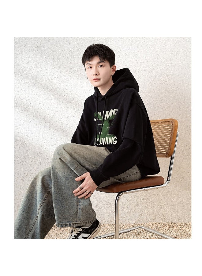 Tonlion Couple's Hoodie Sweatshirt Top Cute Couple Outfit, Men's/black, XL - Image 1