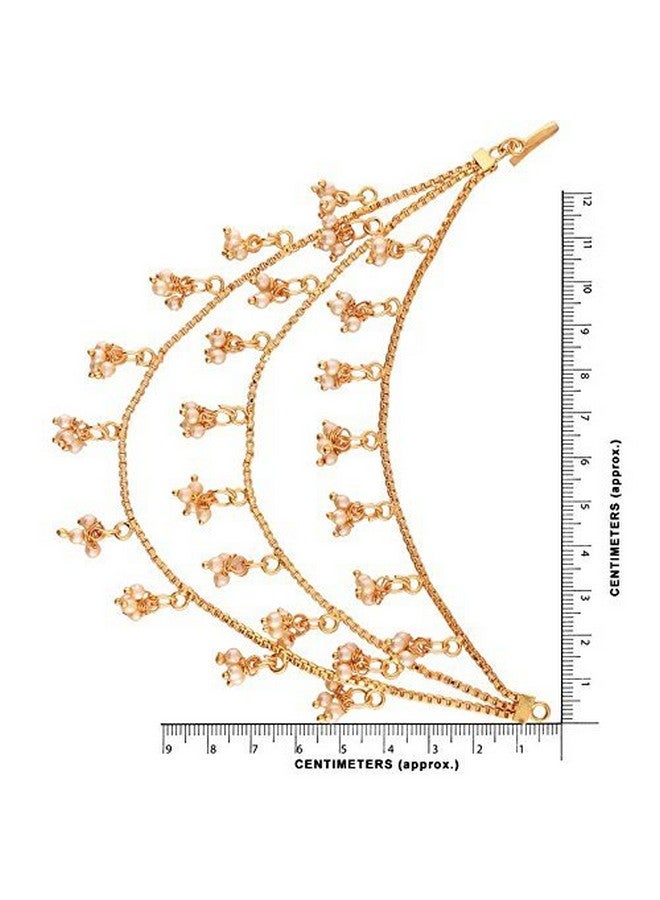 Peora Traditional Jewellery Gold Plated Pearl Layered Hair Chain Accessories with Hook for Women Girls - Image 4
